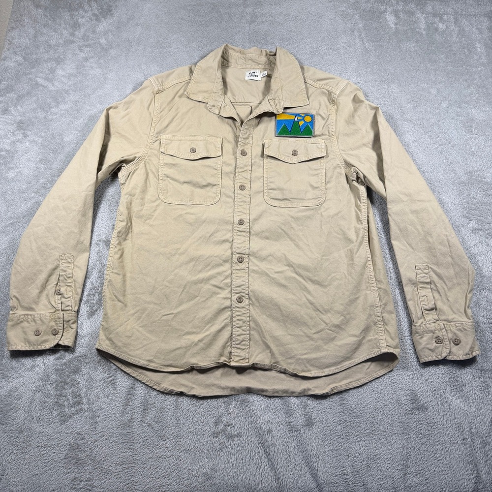 Flint and Tinder Stretch Canvas Expedition Shirt Mens‎ Large Tan Mountain Patch